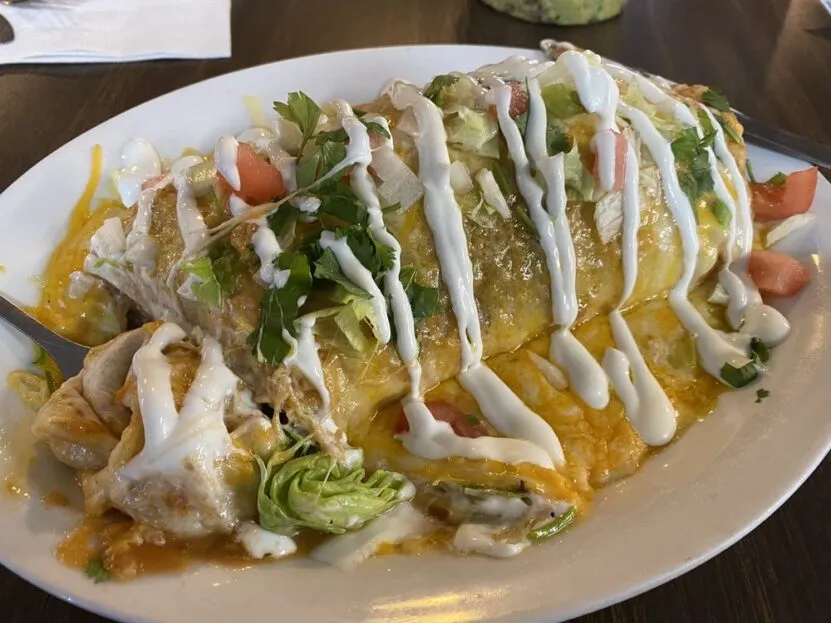 Wet Burrito Pollo (Chicken) served at Melendez Imports in Berrien Springs, MI
