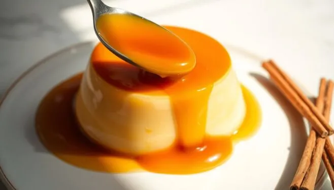 Creamy flan with caramel sauce